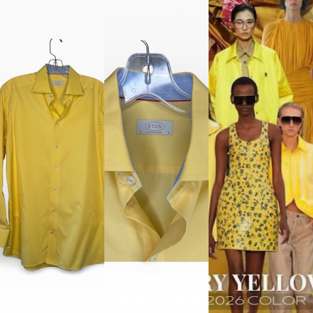 Eton Butter Yellow oversized cotton Dress Shirt 16 Men’s Contemporary fit